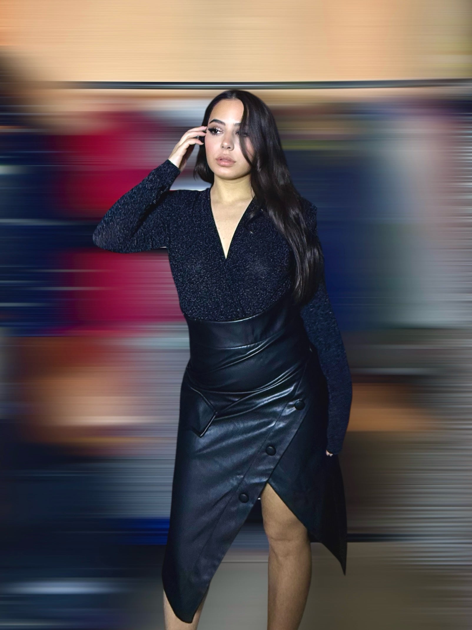 Buttoned Leather Skirt