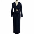 Navy Dress With Golden Belt