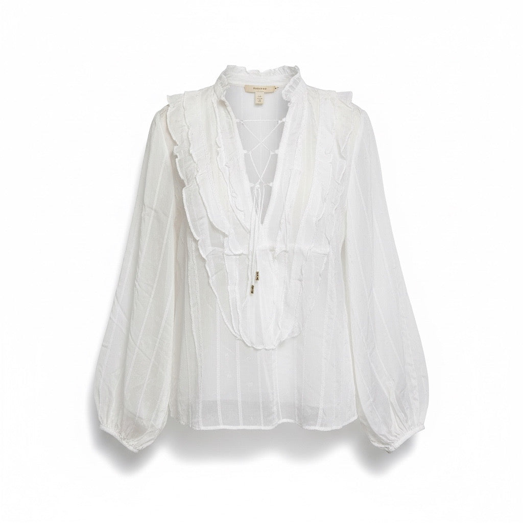White Ruffled Top