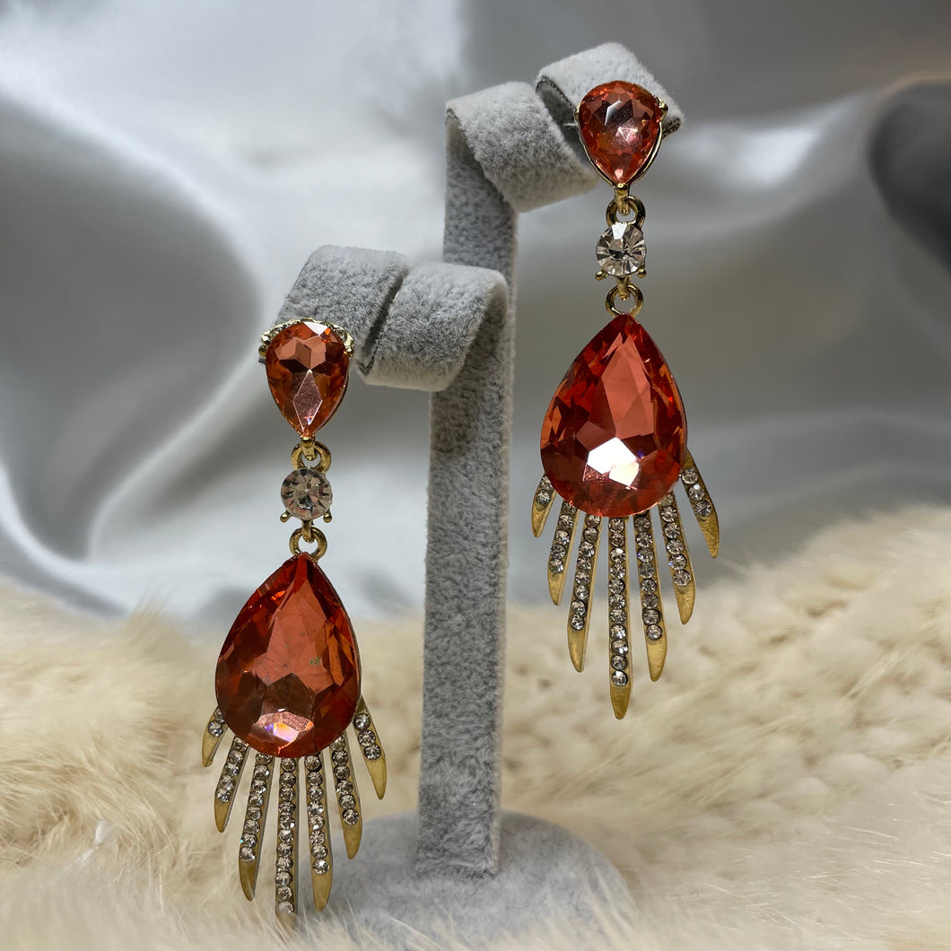 Salmon Sparkly Oval Earrings