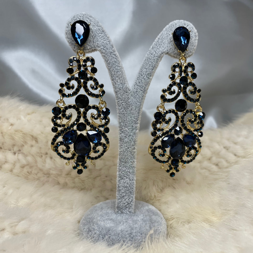 Navy Blue Royal Chandelier Earrings