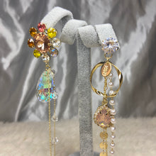 Load image into Gallery viewer, Shades Of Golden Flower Dangling Earrings
