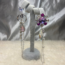 Load image into Gallery viewer, Shades Of Purple Flower Dangling Earrings
