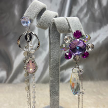 Load image into Gallery viewer, Shades Of Purple Flower Dangling Earrings
