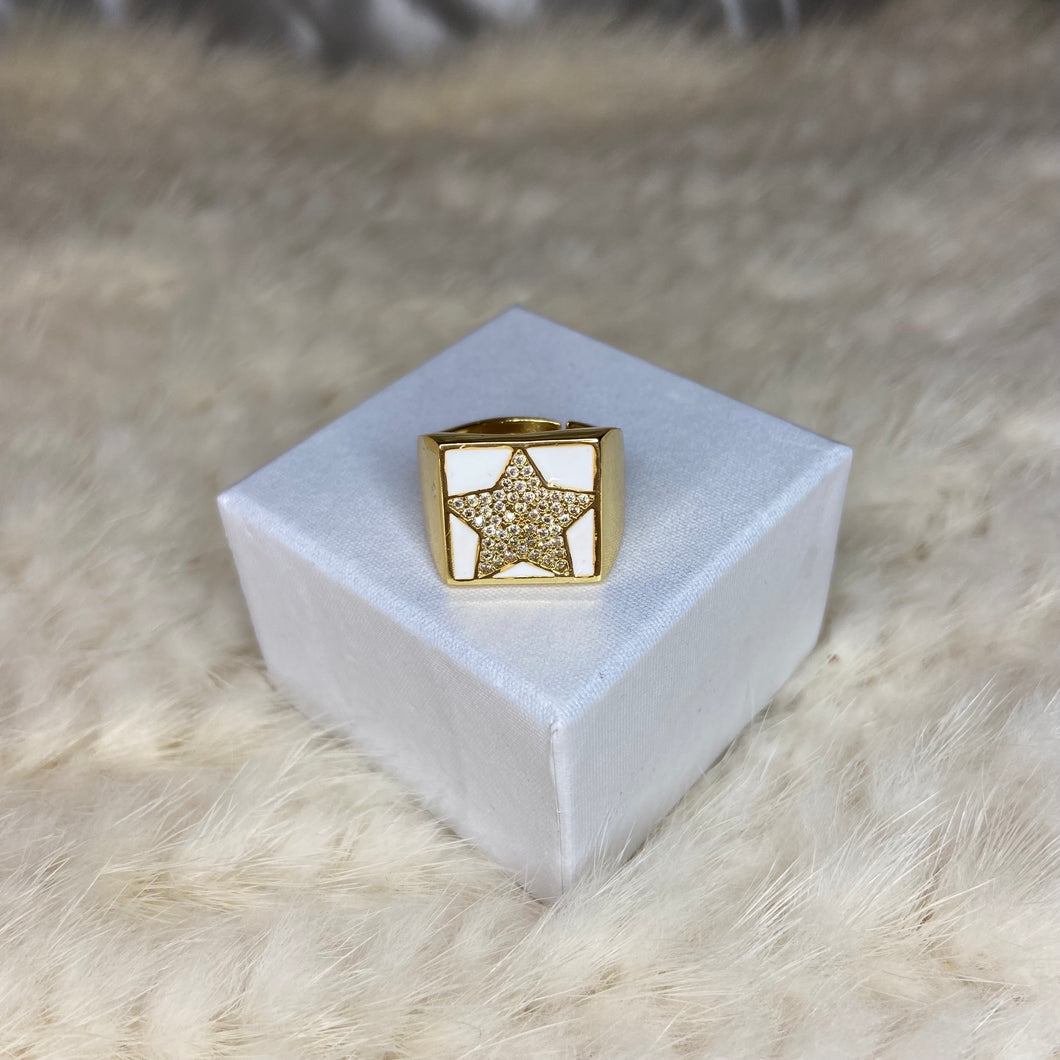 Golden Star Rectangular Ring