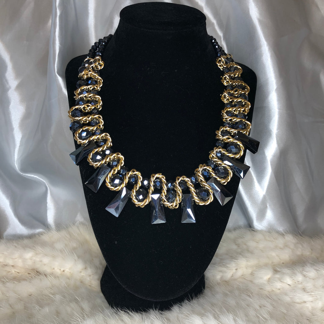 Black And Gold Swirl Necklace