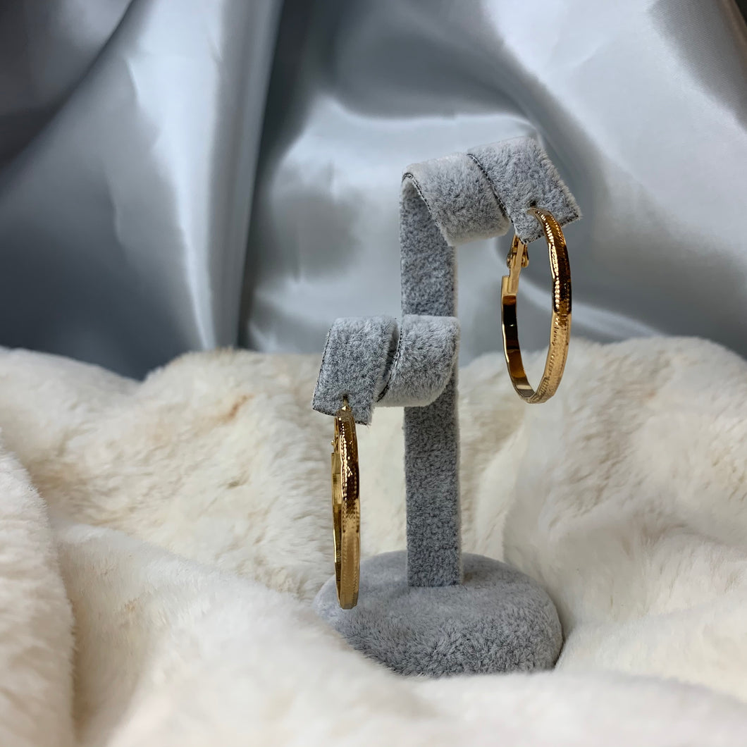 Stamped Hoops Earrings (Gold Color)