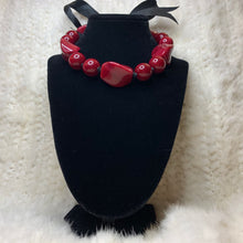 Load image into Gallery viewer, Dark Red Marble Style Necklace
