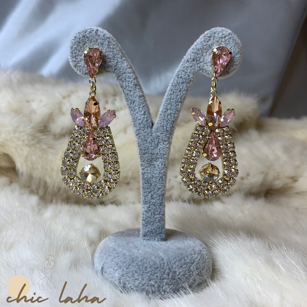 Baby Pink Sparkly Tear Earrings