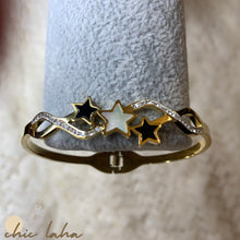Load image into Gallery viewer, Golden Sparkly Trio Stars Bracelet
