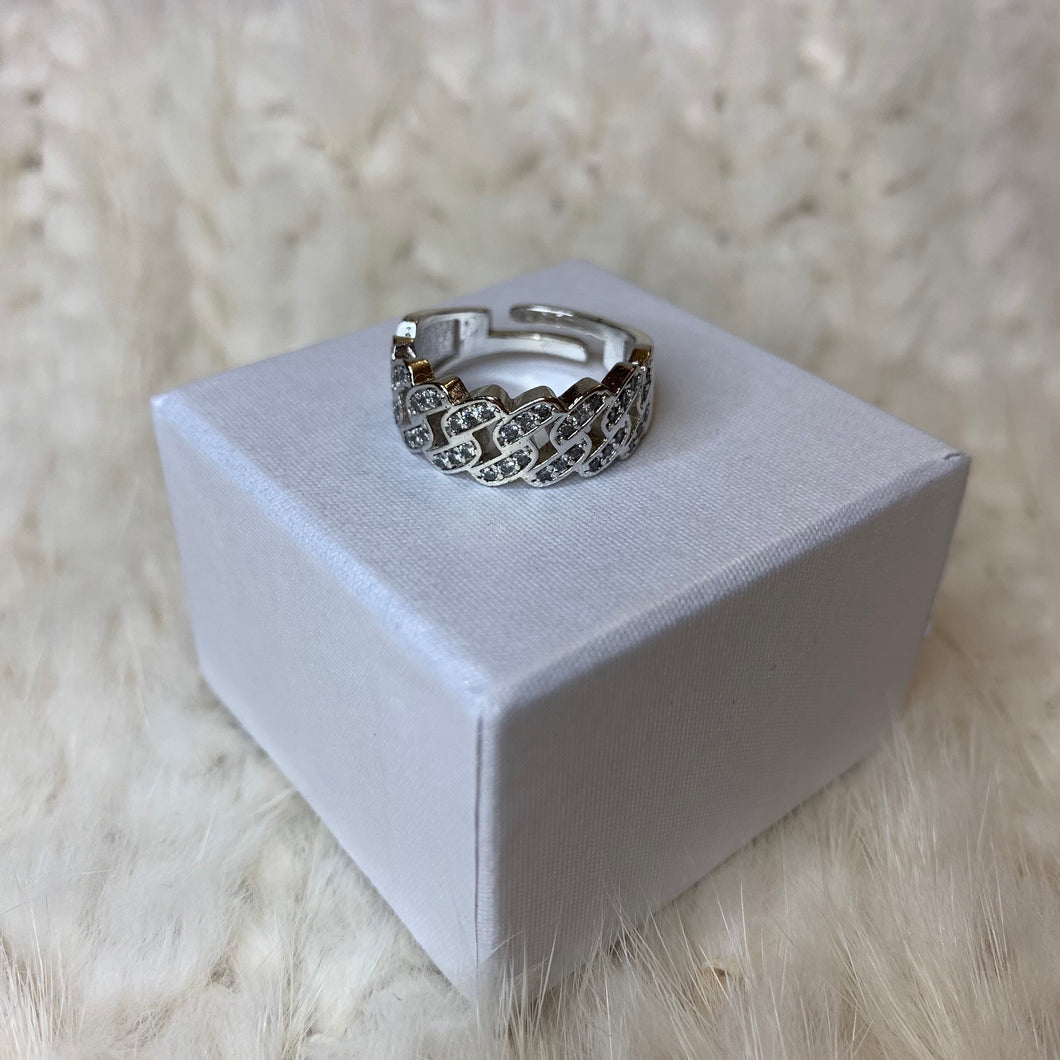 Silver Sparkly S Ring