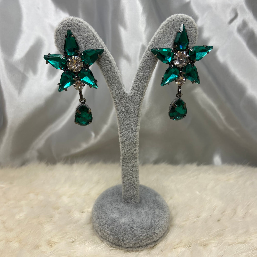 Sparkly Emerald Green Star Earrings